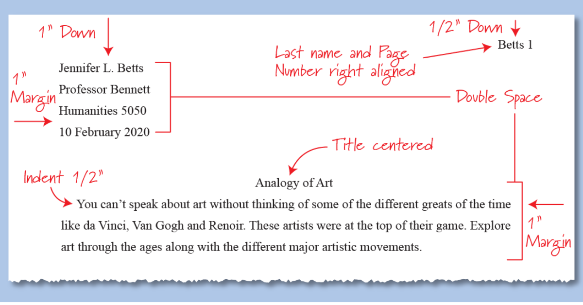 MLA heading format example